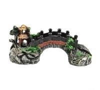 HomeVortex Pont en résine pour aquarium, décoration d'aquarium avec trous pour se cacher, sans danger pour l'eau, statue de style jardin pour la maison et le bureau, (B)