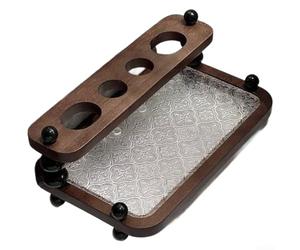 HomeVortex Porte-brosse à dents vintage en bois avec ventouses, étagère de rangement de salle de bain en chêne massif, pour 3 brosses, support mural sans perçage, avec motif floral bégonia