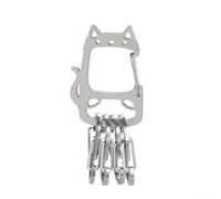 HomeVortex Porte-clés chat porte-bonheur en acier inoxydable 304, avec portail à ressort, breloque décorative légère et antirouille, pour camping, randonnée, équipement de plein air, argent, 5 cm (A)