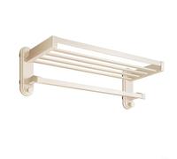 HomeVortex Porte-serviettes à ventouse, sans trou, fixation murale de salle de bain avec double pliage à 90°, ABS robuste + poteau de suspension en métal pour vêtements et serviettes, blanc, 24,4 cm