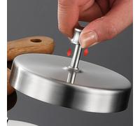 HomeVortex Presse à viande en acier inoxydable 304, moule à galettes rond avec prise en main confortable, anti-adhésif, pour repas maison, argent, 9,5 x 3,5 cm