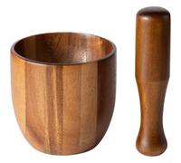 HomeVortex Presse-ail en bois d'acacia, manuel pour mortier et pilon, marteau ergonomique et bol pour écraser les herbes, les épices, les noix, ustensile de cuisine fait à la main, marron