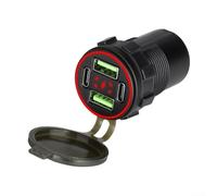 HomeVortex Prise de chargeur de voiture 132 W avec double port USB de type C et deux ports USB, pour adaptateur de charge rapide QC3.0 avec protection intelligente pour voitures, SUV, camions de 12 à