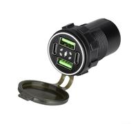 HomeVortex Prise de chargeur de voiture 132 W avec double port USB de type C et deux ports USB, pour adaptateur de charge rapide QC3.0 avec protection intelligente pour voitures, SUV, camions de 12 à