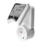 HomeVortex Prise de surveillance de l'énergie 16 A 3680 W avec écran LCD 135 °, compteur de puissance à double débit pour appareils ménagers et de bureau, suivi en temps réel de la tension et du