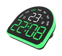 HomeVortex Réveil LED avec éclairage ambiant, affichage numérique, luminosité réglable, mode veille, double et jour, horloge de table en plastique pour chambre à coucher (lumière noire verte)