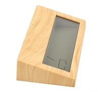 HomeVortex Réveil numérique grain de bois avec affichage transparent, icônes météo humidité, date 12/24h, jour de la semaine, minuterie de chevet LED alimentée par piles pour (grain de bois)