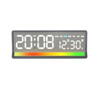 HomeVortex Réveil numérique LED avec affichage de la date, horloge de bureau électronique multifonction avec réglage de la luminosité et compte à rebours pour chambre à coucher, bureau, gris (gris)