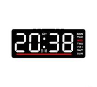 HomeVortex Réveil numérique LED minimaliste, avec affichage du jour, double alarme et température, horloge de chevet silencieuse sans tic-tac, pour chambre d'enfant, luminosité réglable (D)