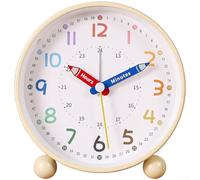 HomeVortex Réveil silencieux pour enfants et étudiants, rétroéclairé, pour apprendre à lire facilement les enseignants, horloge de chevet silencieuse, sans tic-tac, pour chambre à coucher, 20 x 20 x