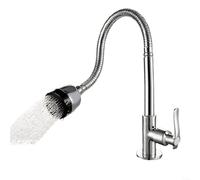 HomeVortex Robinet de cuisine en cuivre unique avec design vertical rond, poignée de levage simple moderne pour évier argenté 33 x 17 x 5 cm