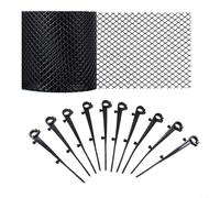 HomeVortex Rouleau de protection de gouttière en maille PVC noire pour protection des gouttières de descente de 15,5 cm x 6,1 m avec crochets pour jardin, cour, ferme (ensemble)