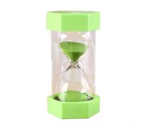 HomeVortex Sablier avec sable coloré 5 minutes en plastique et verre pour cuisine, étude, jeux, décoration de bureau, design hexagonal (vert, 5 minutes)