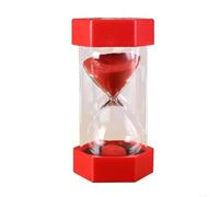 HomeVortex Sablier avec sable coloré 5 minutes en plastique et verre pour cuisine, étude, jeux, décoration de bureau, design hexagonal (rouge, 5 minutes)