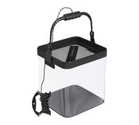 HomeVortex Seau à poisson vivant transparent pliable avec pompe à oxygène, réservoir de pêche pliable portable avec couvercle en filet anti-échappement, seau d'aération en polyéthylène haute pression