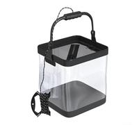 HomeVortex Seau à poisson vivant transparent pliable avec pompe à oxygène, réservoir de pêche pliable portable avec couvercle en filet anti-échappement, seau d'aération en polyéthylène haute pression