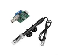 HomeVortex Sonde électrode pH avec connecteur BNC, mesure 0-14, pour hydroponie, aquarium, utilisation en laboratoire, plastique, lecture rapide, longueur 155 mm, noir (sonde PH + module)