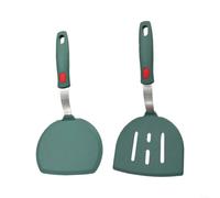 HomeVortex Spatule Large en Silicone avec Fentes, 28,5 cm, Vert Foncé