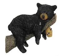 HomeVortex Statue d'ours noir en résine sur branche, décoration de jardin peinte à la main pour cour, pelouse, cour extérieure, animal d'arbre fantaisiste pour sculpture pour décoration de villa