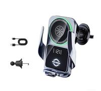 HomeVortex Support de téléphone de voiture semi-conducteur avec chargement sans fil 15 W, affichage numérique pour moniteur de température en temps réel, convient pour les téléphones, noir et (argenté