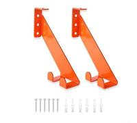 HomeVortex Support mural 3 en 1 en acier inoxydable avec revêtement orange, support vertical ou horizontal pour scie électrique à gaz, pelle, râteau, organisateur de garage (2 pièces)