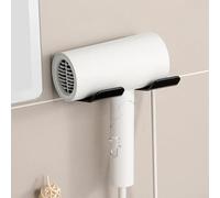 HomeVortex Support mural pour sèche-cheveux - Support sans perçage pour coiffeuse et comptoir de salle de bain, convient à la plupart des sèche-cheveux, support vertical peu encombrant (noir