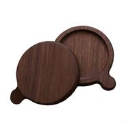 HomeVortex Tapis de tasse en bois de hêtre résistant à la chaleur avec poignée pour thé, café, gadget de cuisine lisse et antidérapant pour la maison et le bureau, 12 x 10 x 2 cm (noyer)