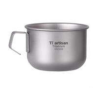 HomeVortex Tasse à café de camping en titane 260 ml, tasse à thé légère portable avec poignée fixe tasse de randonnée en plein air avec sac de rangement en maille résistant fond rond