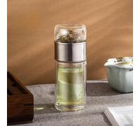 HomeVortex Tasse à thé en verre double couche avec infuseur intégré, tasse à thé isotherme de grande capacité pour bureau, maison, voyage, 360 ml, 420 ml, 450 ml, rouge (argent-360 ml)