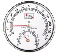 HomeVortex Thermomètre et hygromètre de sauna avec minuterie, horloge murale en acier inoxydable pour salle de bain intérieure, moniteur d'humidité précis