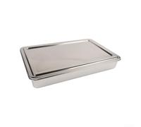 HomeVortex Tiramisu Plateau de cuisson rectangulaire en acier inoxydable avec couvercle pour réfrigérateur pour lasagnes et desserts Argenté 33 x 29 x 6,3 cm