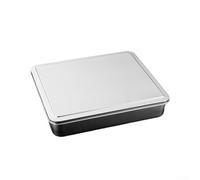 HomeVortex Tiramisu Plateau de cuisson rectangulaire en acier inoxydable avec couvercle pour réfrigérateur pour lasagnes et desserts Argenté 33 x 29 x 6,3 cm
