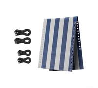 HomeVortex Tissu de rechange pour chaise de jardin 160 x 52 cm très résistant pour maille textilène pour chaises longues anti-gravité avec cordons de réparation et matériel (rayures bleues)