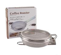 HomeVortex Torréfacteur à café en acier inoxydable avec poignée en bois, pour cuisinière à gaz et flamme nue, outil de torréfaction manuel portable, capacité de 120 g, argenté (pliage 120 g)