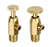 HomeVortex Vanne de décompression d'air en laiton, 1,27 cm, sortie d'échappement manuelle pour chauffe-eau et radiateur en fonte, raccord de valve de purge à serrage manuel, ton doré, (16 filets)