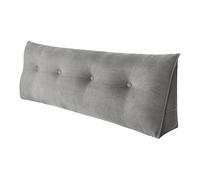 homewell 140cm Coussin de Lecture Triangulaire, Support Lombaire, Oreiller De Coussin Tete de lit, Dossier De TêTe De Lit Amovible pour Lire se Détendre Regarder la Télévision Chambre, Gris