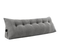 homewell 180cm Coussin de Lecture Triangulaire, Support Lombaire, Oreiller De Coussin Tete de lit, Dossier De TêTe De Lit Amovible pour Lire se Détendre Regarder la Télévision Chambre, Gris