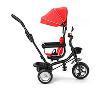 Homewell 2 en 1 Tricycle Bébé Évolutif, Draisienne Évolutif, Velo Poussette Bebe, Le Siège est Pivotant, avec Poignée de Poussée, auvent Amovible, Ceinture de sécurité, Petits de 9 Mois à 5 Ans