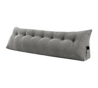 homewell 200cm Coussin de Lecture Triangulaire, Support Lombaire, Oreiller De Coussin Tete de lit, Dossier De TêTe De Lit Amovible pour Lire se Détendre Regarder la Télévision Chambre, Gris
