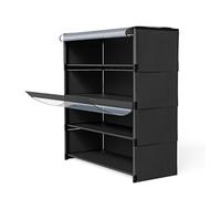 homewell Armoire à chaussures à 4 niveaux avec capot de protection contre la poussière, peut contenir jusqu'à 12 paires de chaussures, pour garde-robe, entrée, couloir, entrée, chambre à coucher (noir