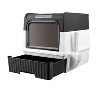 Homewell Bac à litière Chat avec Lampe UV, Maison de Toilette Fermée, avec Plateau Amovible, Pelle et Pochette Désodorisante, Double Porte Battante et Supérieure