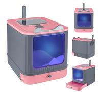 Homewell Bac à Litière pour Chat avec Lampe Ultraviolette, Maison de Toilette avec Sachet Désodorisant et Pelle, Double Porte Battante et Supérieure, Plateau Amovible (Rose)
