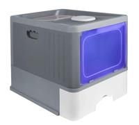 Homewell Bac à Litière pour Chat Fermée, Maison de Toilette avec Pelle et Lampe Ultraviolette, Double Porte Battante et Supérieure, Facile à Installer et à Nettoyer (Gris)