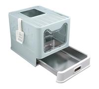 Homewell Bac à litière pour Chat, Maison de Toilette, Fermée, avec Plateau Amovible en Acier Inoxydable, Pelle, Facile à Installer et à Nettoyer