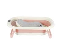 Homewell Baignoire Bebe Pliable avec Coussin Support et Thermomètre, Douche de Voyage Portable, Baignoire Enfant Convient aux Nouveau, 43 * 71 * 18.5cm (Rose)