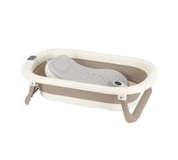 Homewell Baignoire Bebe Pliable avec Coussin Support et Thermomètre, Douche de Voyage Portable, Baignoire Enfant Convient aux Nouveau, 43 * 71 * 18.5cm (Kaki)