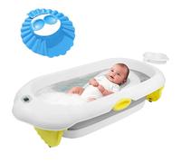 Homewell Baignoire Bébé Pliable, Baignoire Enfant avec Coussin Support, Thermomètre à eau et Rince Tete Bebe, Bathtub pour Nouveau-nés et Tout-petits (Jaune)