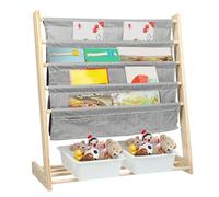 homewell Bibliothèque pour Enfants à 4 Cases suspendues et 2 Paniers de Rangement, Étagère pour Jouets, Bibliotheque pour Chambre d'enfant, Salle de Jeux, Jardin d'enfants, Crèche