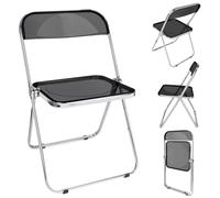 homewell Chaises Pliantes en Acrylique, Chaises de Salle à Manger Moderne en Pet, Pliable, Portables, Structure en Acier Métallique, Charge 150 KG, Extérieur ou Intérieur (Noir)