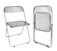 homewell Chaises Pliantes en Acrylique, Chaises de Salle à Manger Moderne en Pet, Pliable, Portables, Structure en Acier Métallique, Charge 150 KG, Extérieur ou Intérieur (Gris)